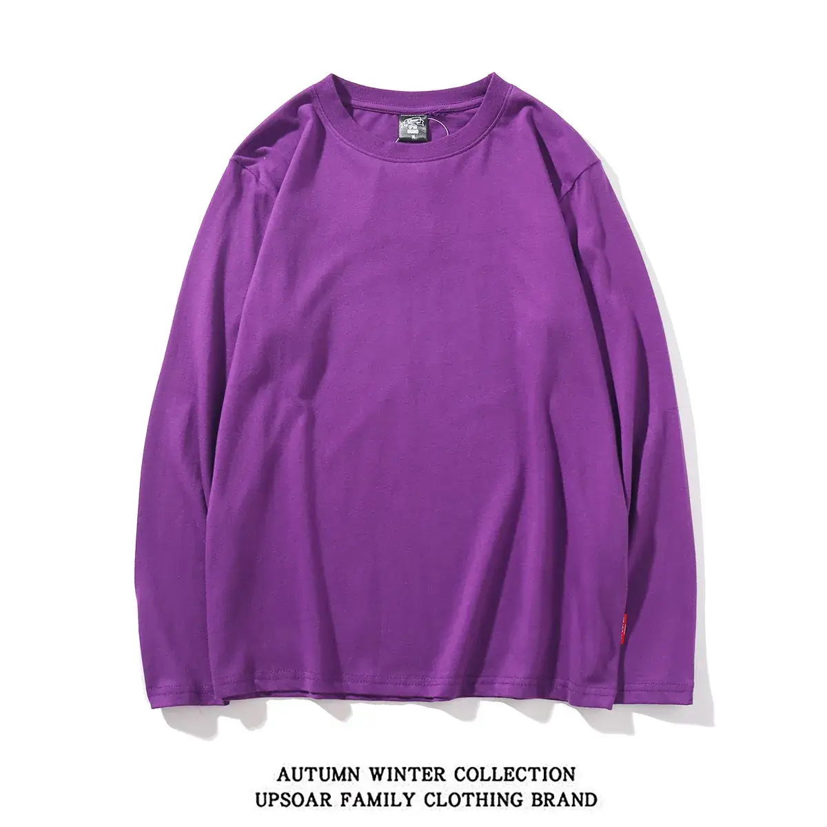 Men's Green Long Sleeve Solid Cotton T-Shirt
