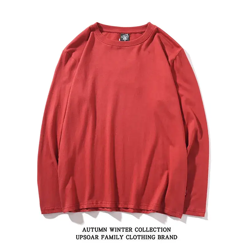 Men's Green Long Sleeve Solid Cotton T-Shirt