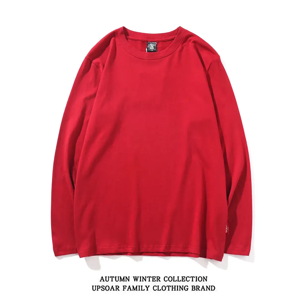 Men's Green Long Sleeve Solid Cotton T-Shirt