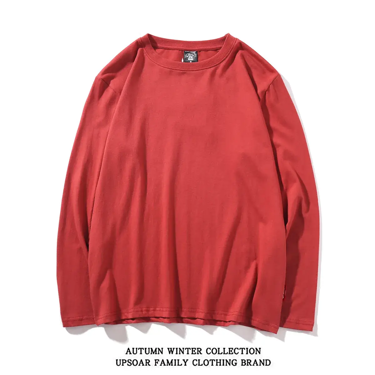 Men's Green Long Sleeve Solid Cotton T-Shirt