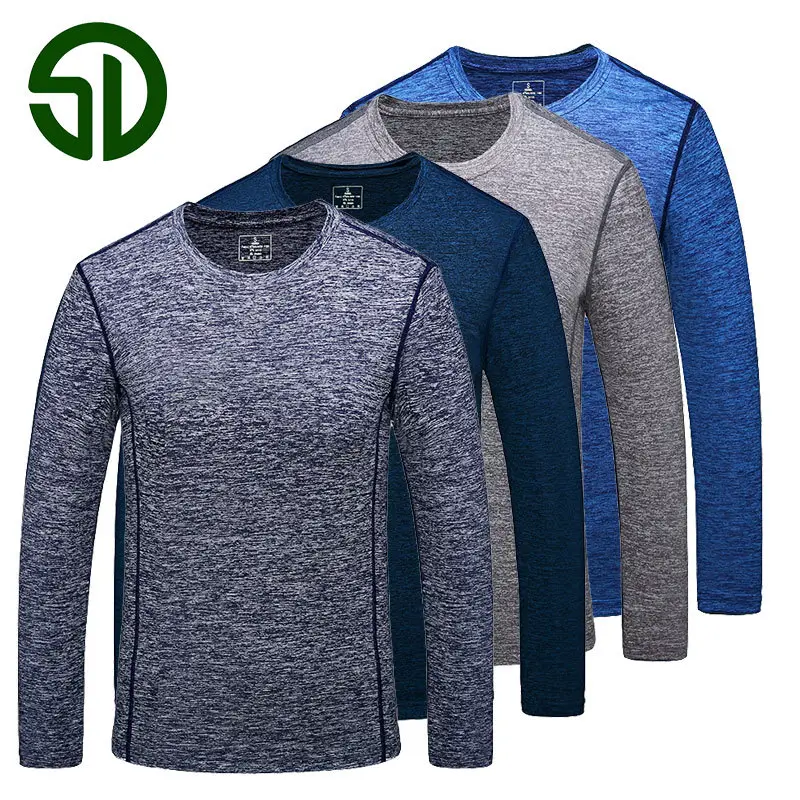 Men Blue Marbled Long Sleeve T-Shirt