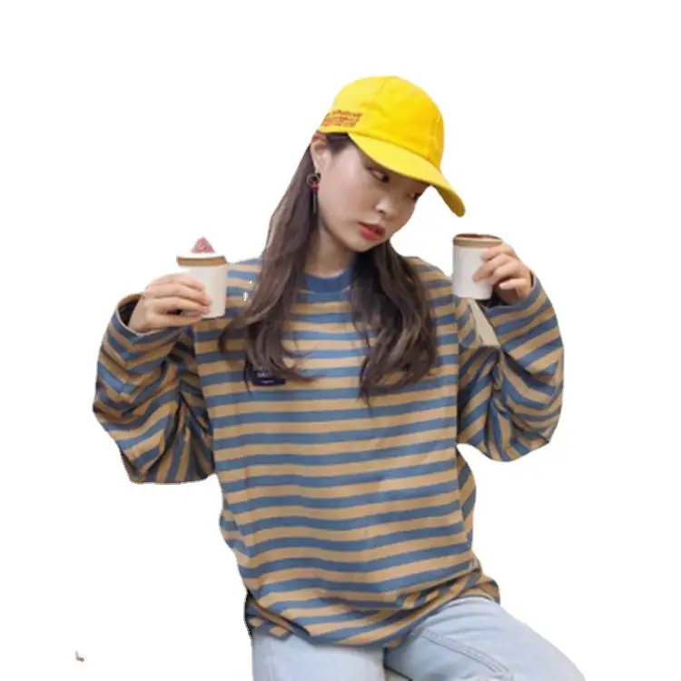Korean Chic Striped Long Sleeve T-Shirt Loose Pullover - Image 5