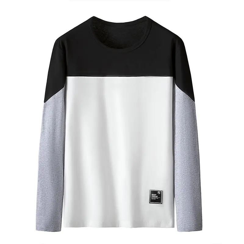 Men Long Sleeve Graphic T-Shirt White Korean Style - Image 6