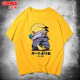 Men Women Anime Pikachu T-Shirt Black - Image 3