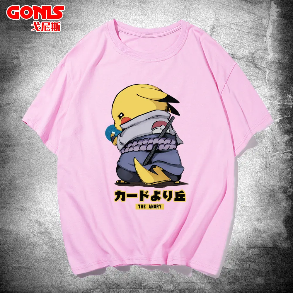 Men Women Anime Pikachu T-Shirt Black - Image 6