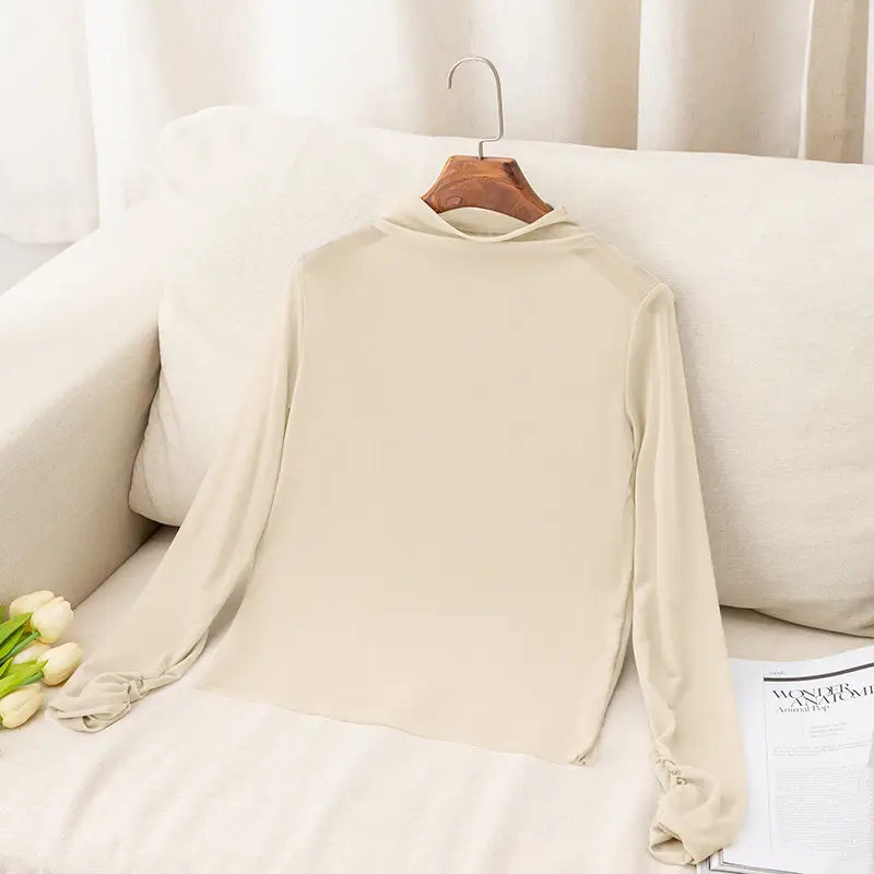 European Women's Long Sleeve Mesh T-Shirt Top - Image 3