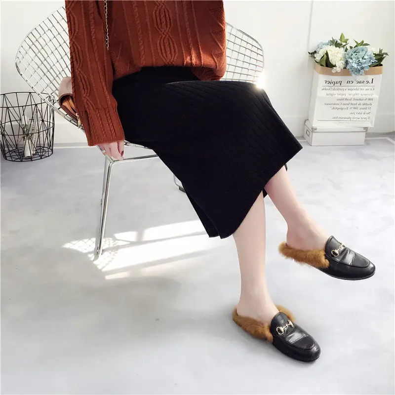 Women Wool Knitted Hip Skirt with Back Slit - Image 6