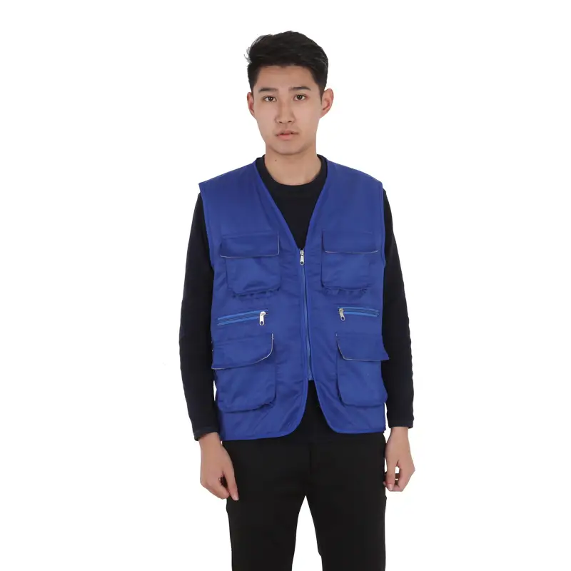 Orange Multi-Pocket Vest for Men Women - Image 3
