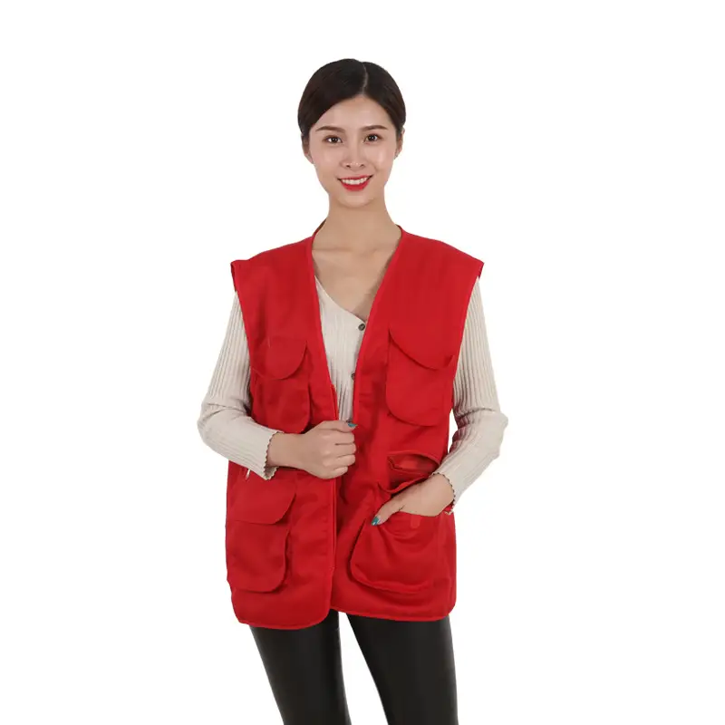 Orange Multi-Pocket Vest for Men Women - Image 4