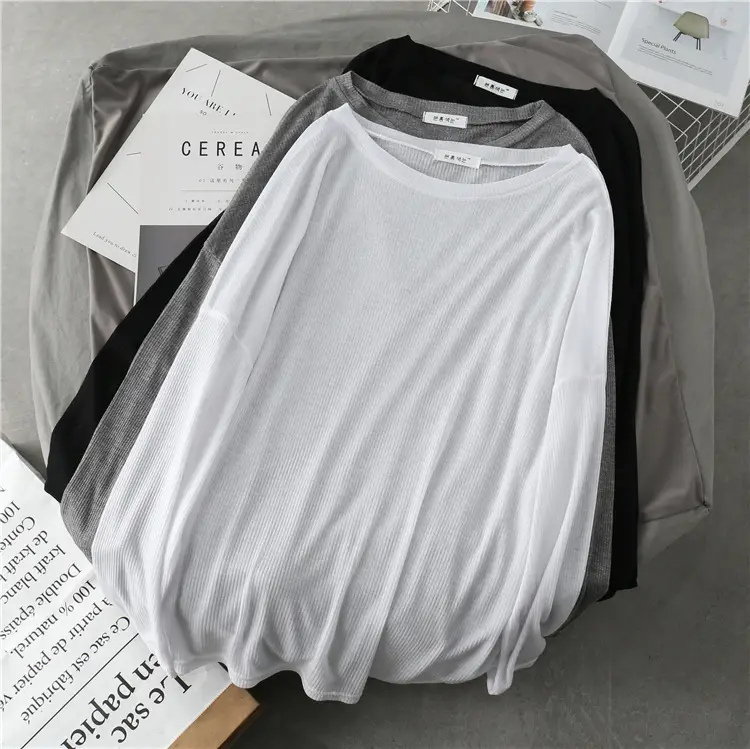 Women Grey Long Sleeve T-Shirt Autumn 2025