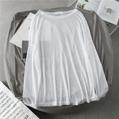 Women Grey Long Sleeve T-Shirt Autumn 2025