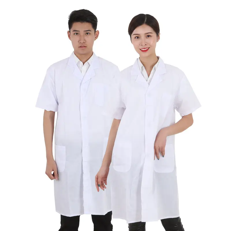 White Short-Sleeve Coats for Medical Professionals - Image 3