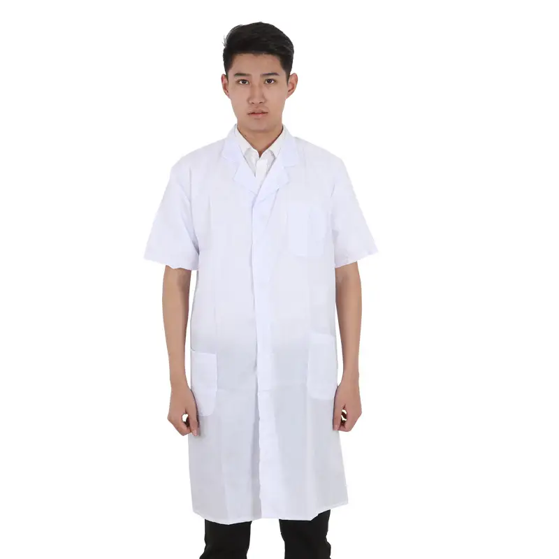 White Short-Sleeve Coats for Medical Professionals - Image 4