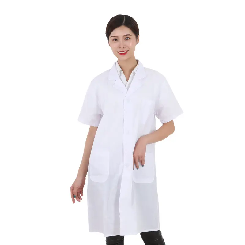 White Short-Sleeve Coats for Medical Professionals - Image 5