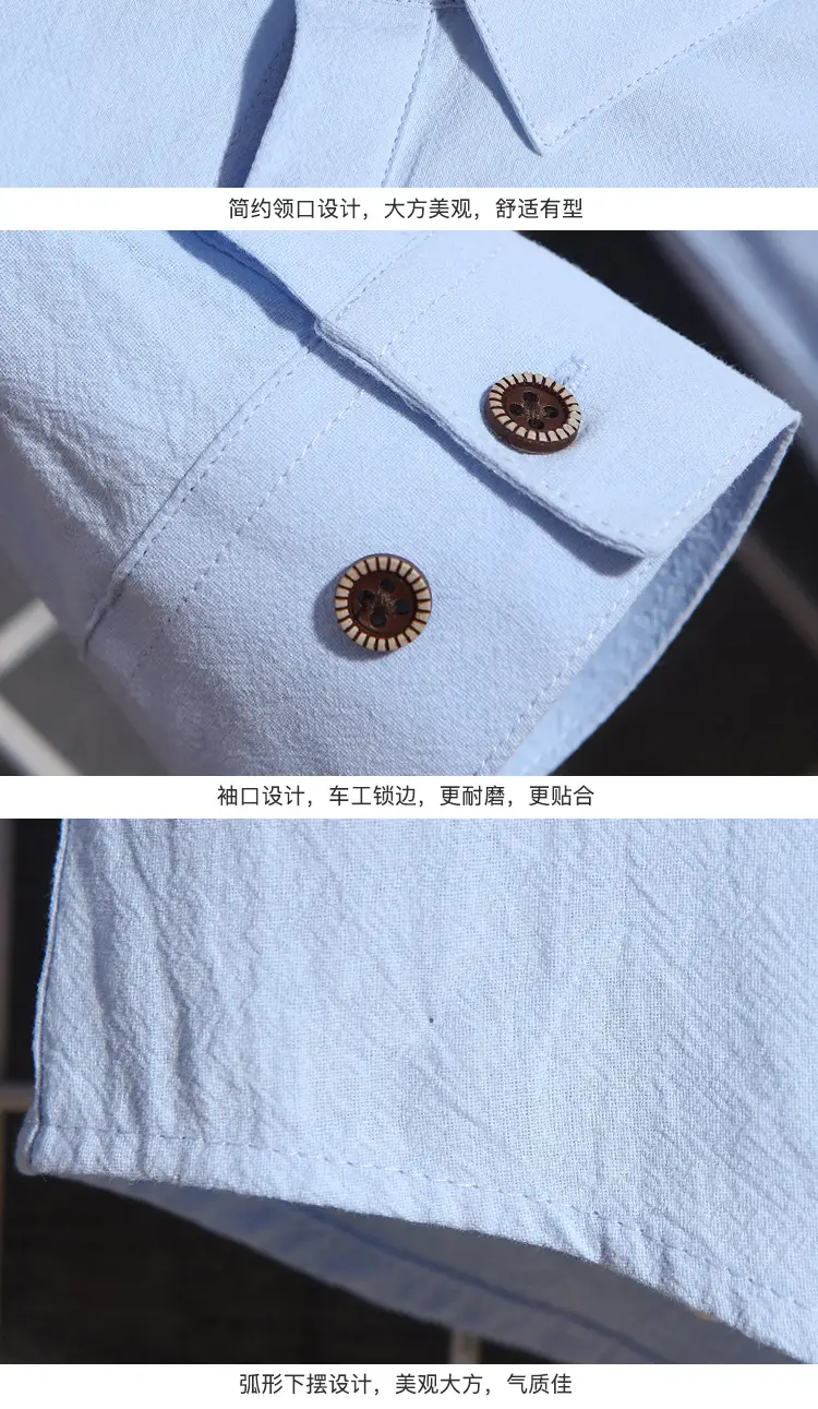Men Long Sleeve Korean Style Shirt Black — feature 10
