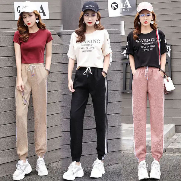Pink Korean Style Women's Harem Pants Slimming Joggers - Image 12