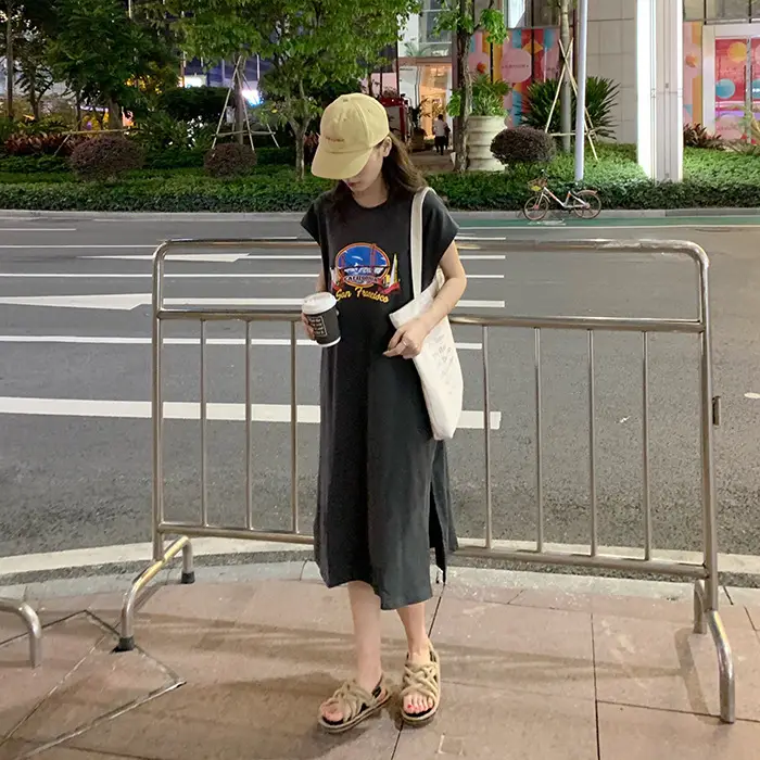 2025 New Korean Style Women's Vest T-Shirt Long Skirt Harajuku Style - Image 3