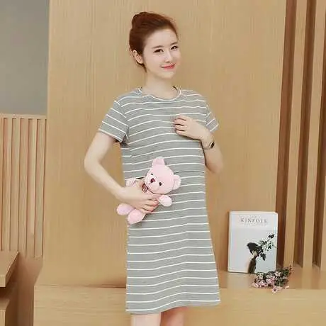Maternity Striped Nursing Dress Spring Autumn - Image 3
