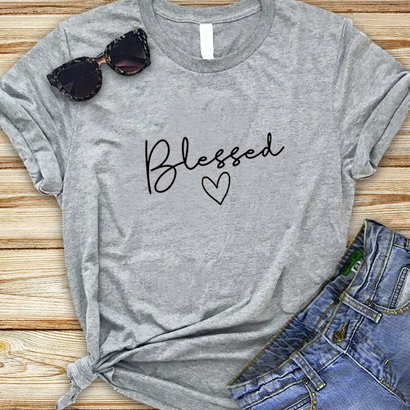 Blessed Love T-Shirt for Men Women Gray Cotton