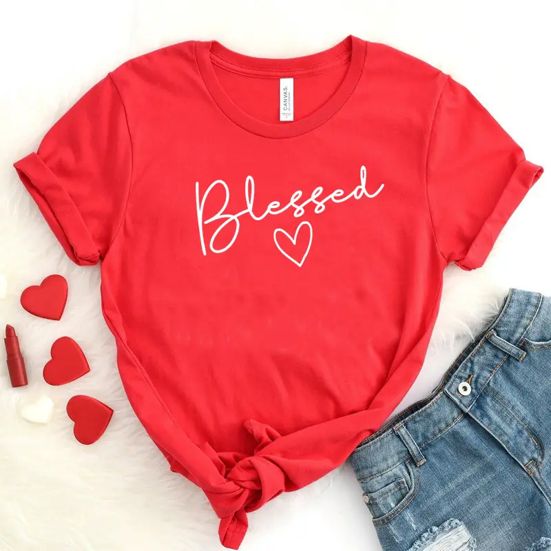 Blessed Love T-Shirt for Men Women Gray Cotton