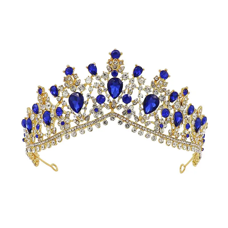 Baroque European Crystal Bridal Crown with Pink Rhinestones