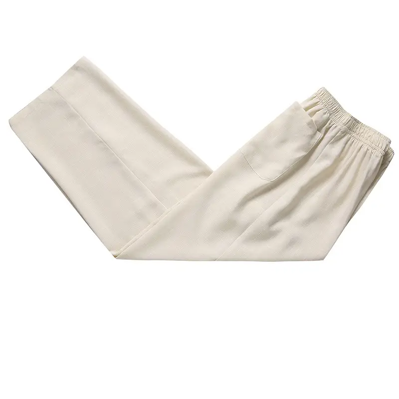 Men Linen Casual Pants Grey Summer Kung Fu Training - Image 2
