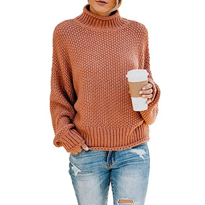 Orange Knit Turtleneck Sweater Artistic Large - Image 7