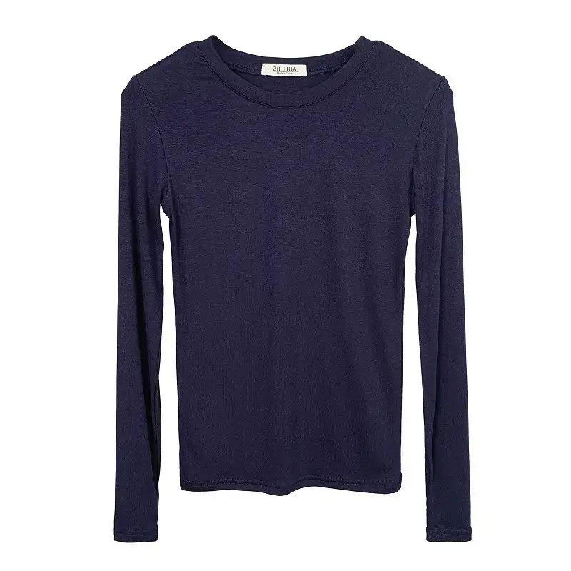 Men Navy Blue Slim Fit Long Sleeve T-Shirt - Image 11