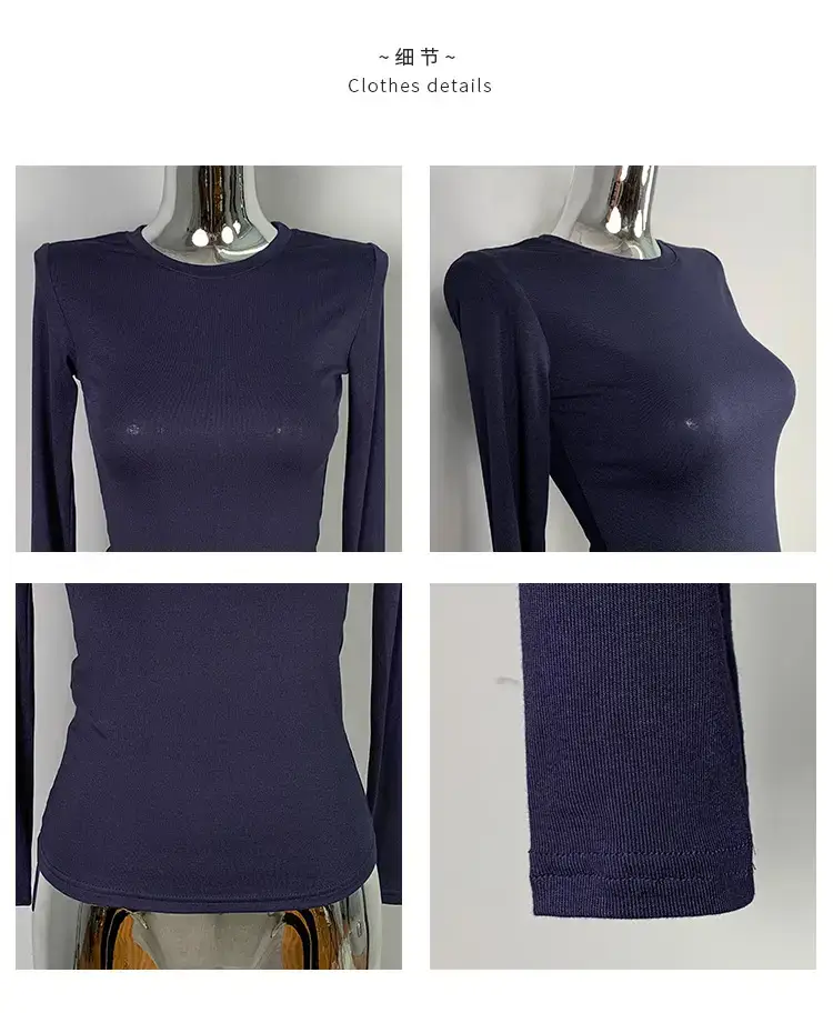Men Navy Blue Slim Fit Long Sleeve T-Shirt — feature 4