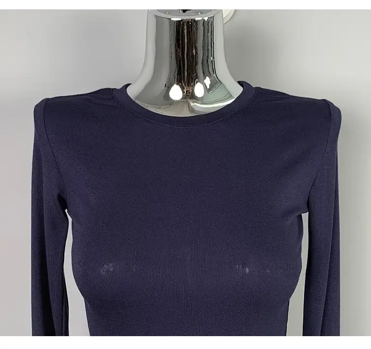 Men Navy Blue Slim Fit Long Sleeve T-Shirt — feature 43