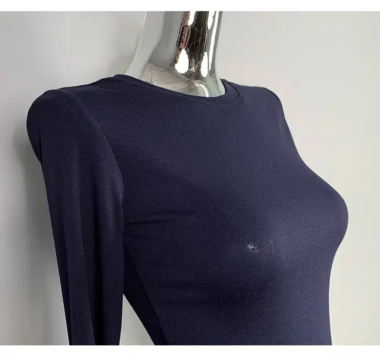 Men Navy Blue Slim Fit Long Sleeve T-Shirt — feature 44