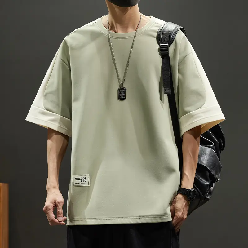 Men Blue Printed T-Shirt Short Sleeve Round Neck - Image 29