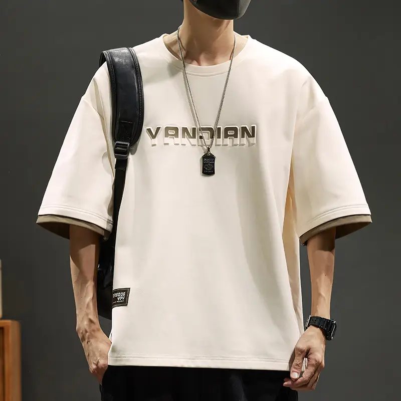 Men Blue Printed T-Shirt Short Sleeve Round Neck - Image 32