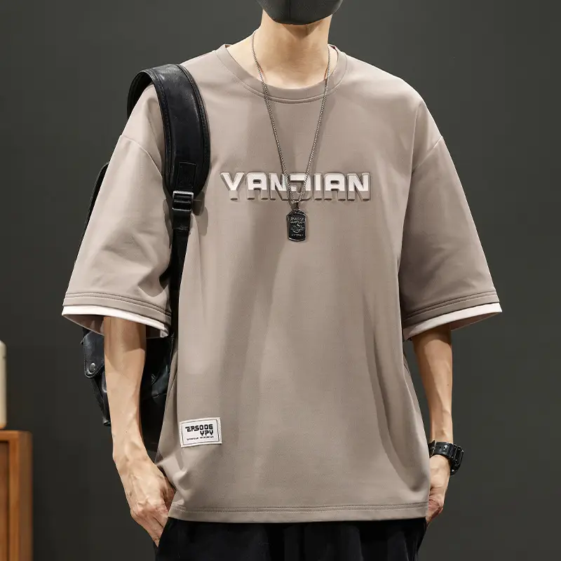 Men Blue Printed T-Shirt Short Sleeve Round Neck - Image 33