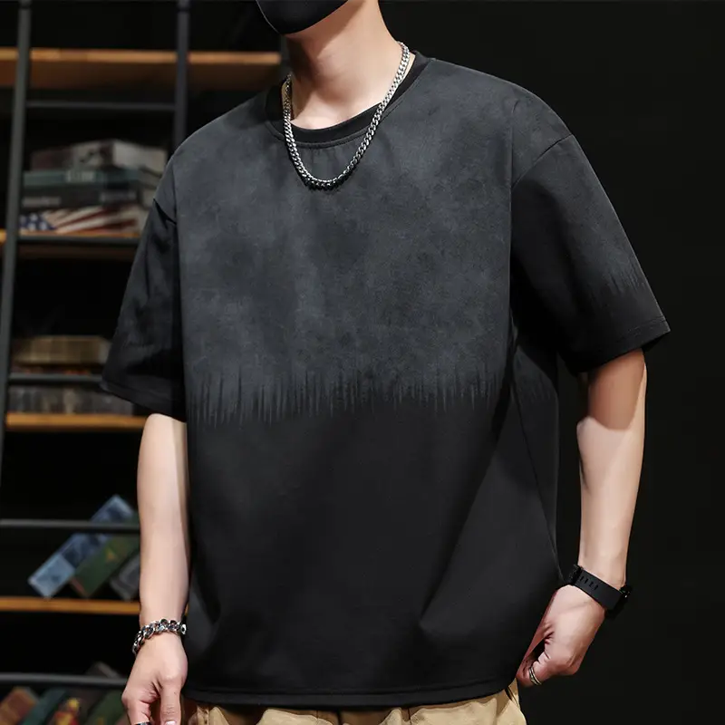 Men Blue Printed T-Shirt Short Sleeve Round Neck - Image 38