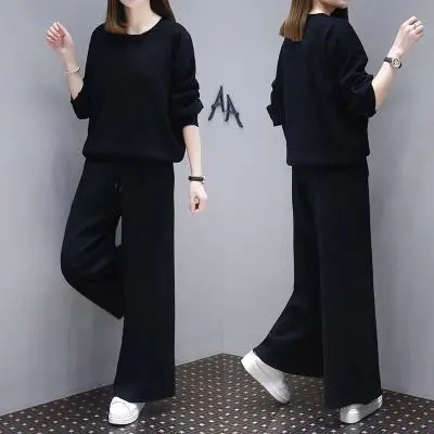 Women Black Slimming Wide Leg Pants Set - Image 3