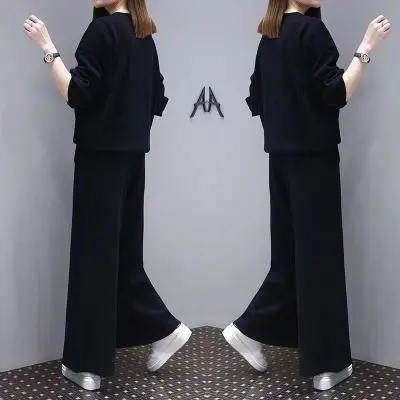 Women Black Slimming Wide Leg Pants Set - Image 4
