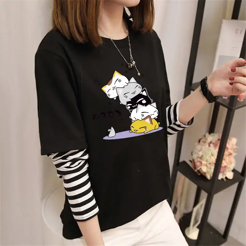 Women Long Sleeve Cartoon T-Shirt Black 2025 - Image 15