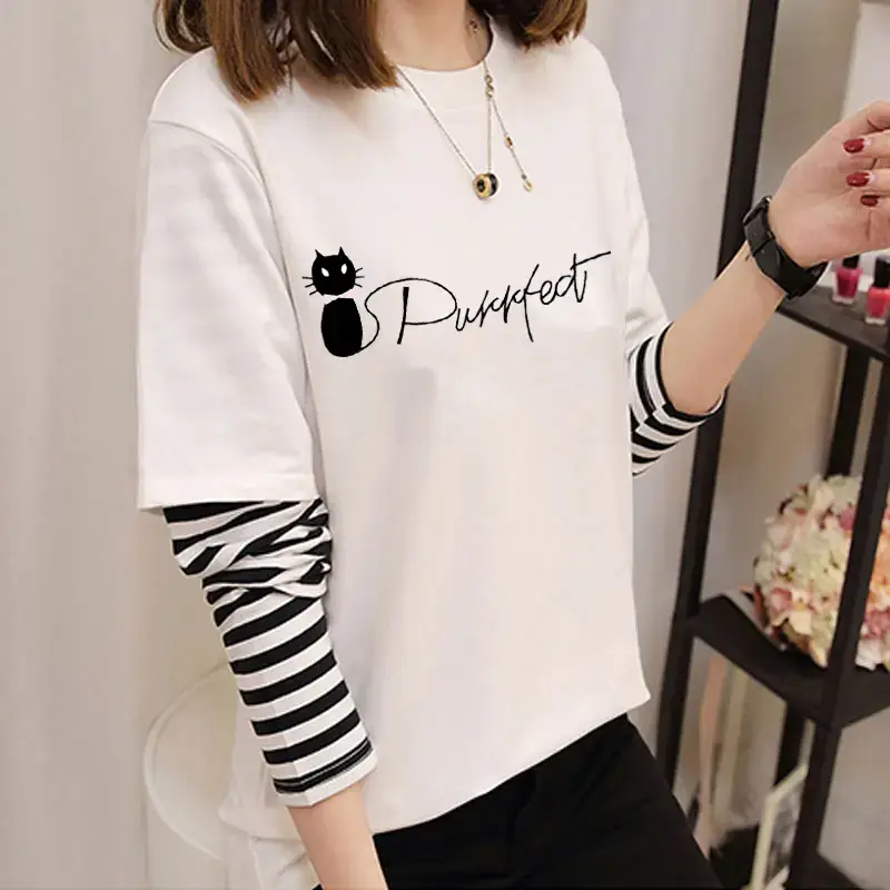 Women Long Sleeve Cartoon T-Shirt Black 2025 - Image 5