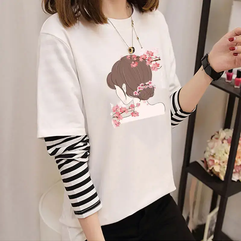 Women Long Sleeve Cartoon T-Shirt Black 2025 - Image 9