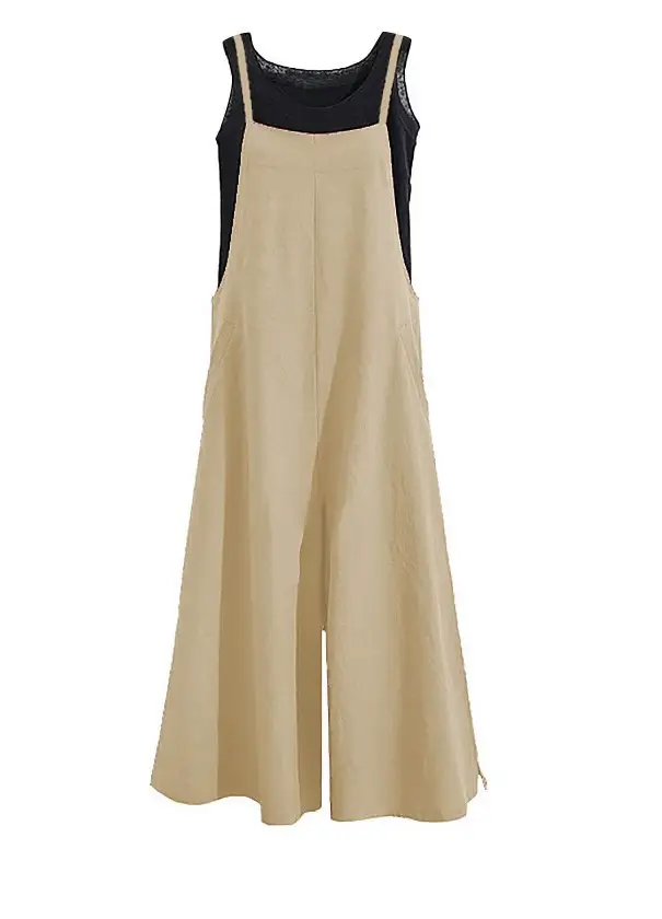 Black Loose Wide Leg Pants Casual Jumpsuit for Women
