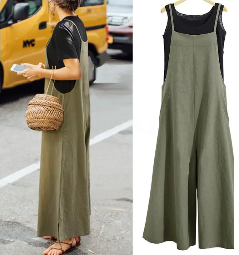 Black Loose Wide Leg Pants Casual Jumpsuit for Women
