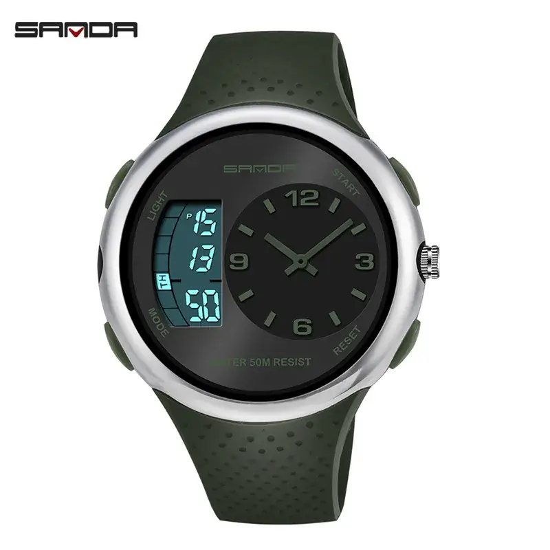 Sanda Waterproof Male Electronic Watch Black