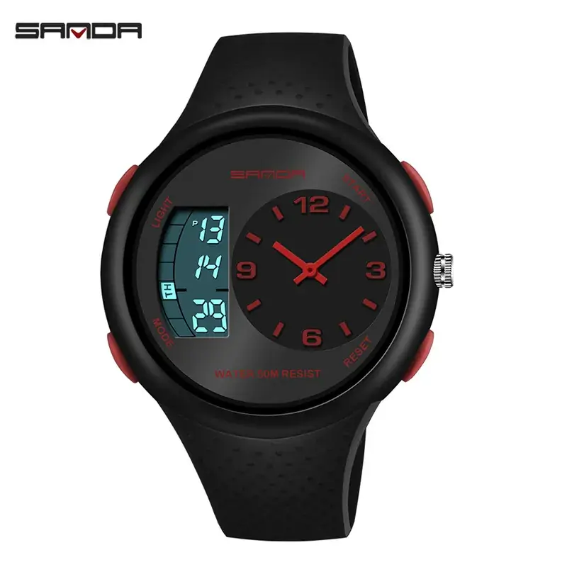 Sanda Waterproof Male Electronic Watch Black