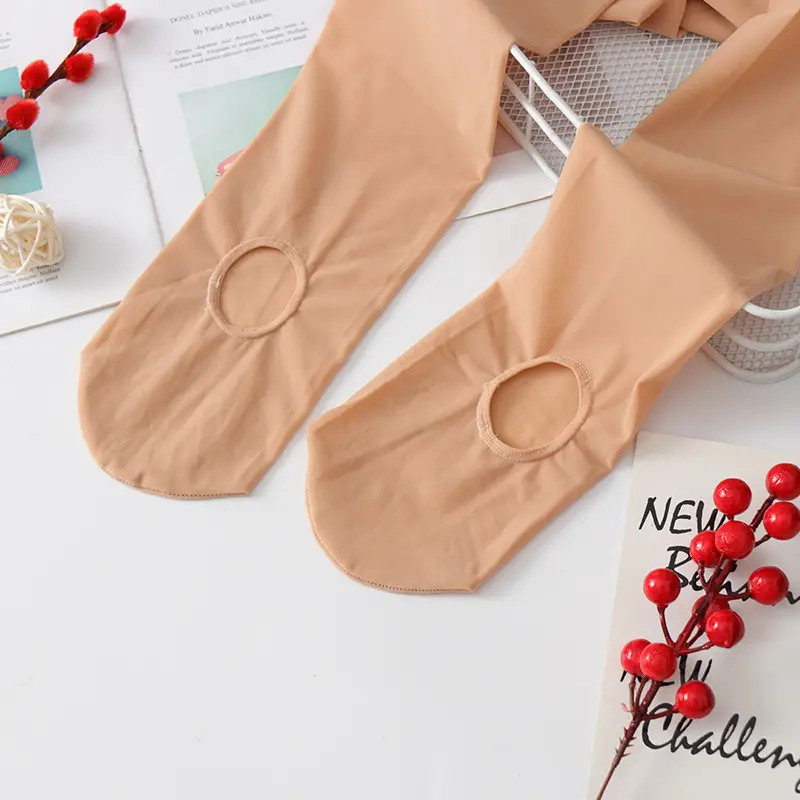 Women's Silk Anti-Hook Bare Leg Panties Flesh Color Medium Thick - Image 11