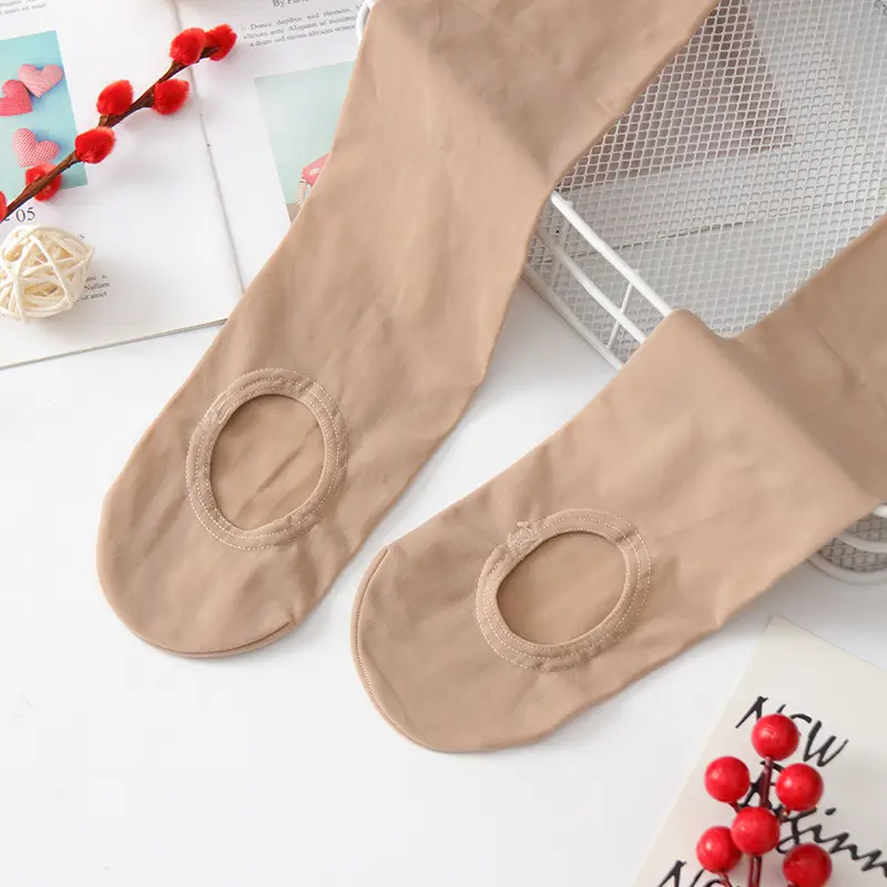 Women's Silk Anti-Hook Bare Leg Panties Flesh Color Medium Thick - Image 12