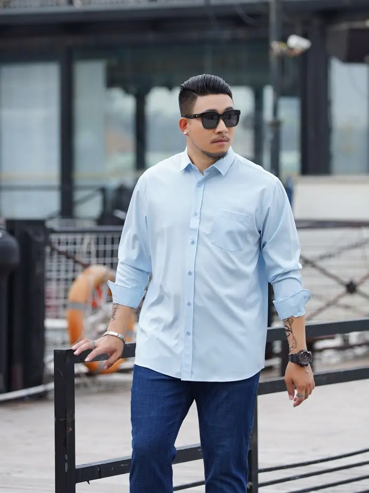 First Wolf Plus Size Men's White Long Sleeve Shirt - Image 20