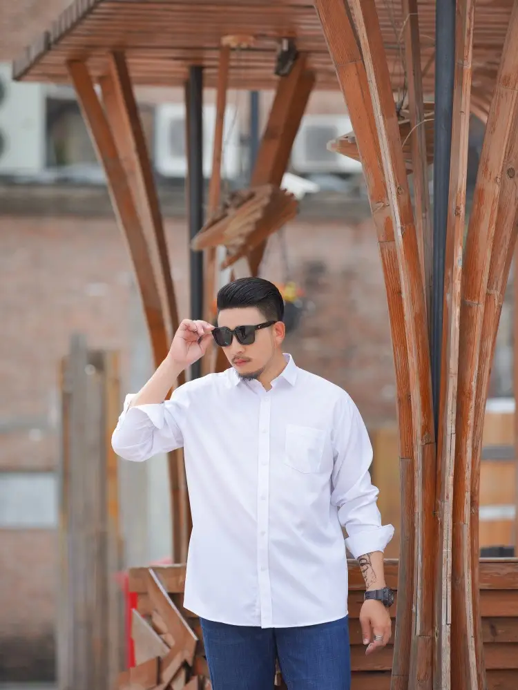 First Wolf Plus Size Men's White Long Sleeve Shirt - Image 21