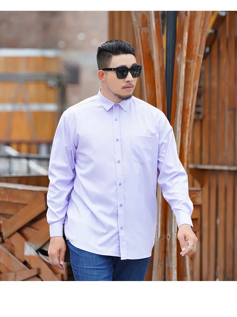 First Wolf Plus Size Men's White Long Sleeve Shirt — feature 10