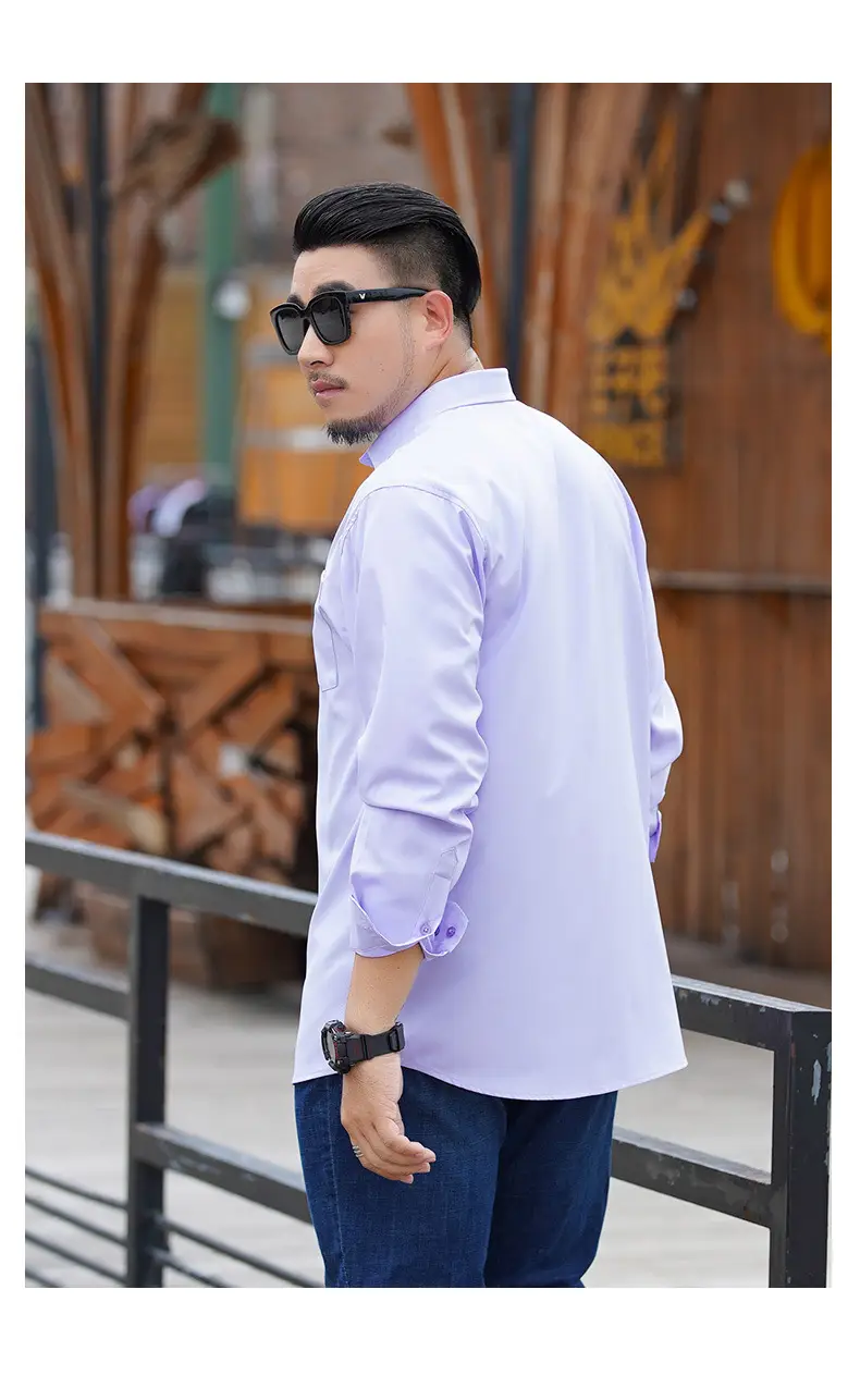 First Wolf Plus Size Men's White Long Sleeve Shirt — feature 11